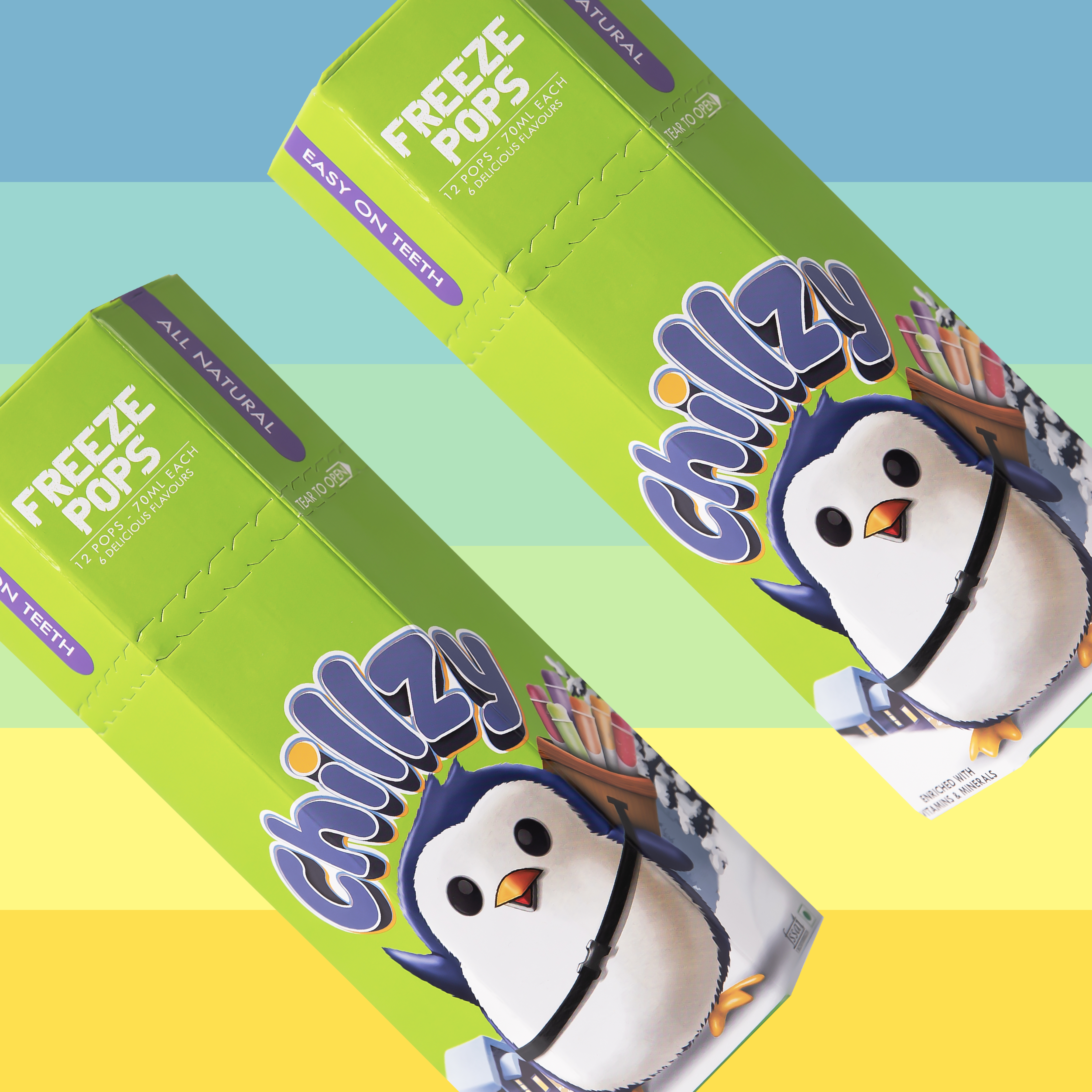 Two packs of green chillzy freeze pops